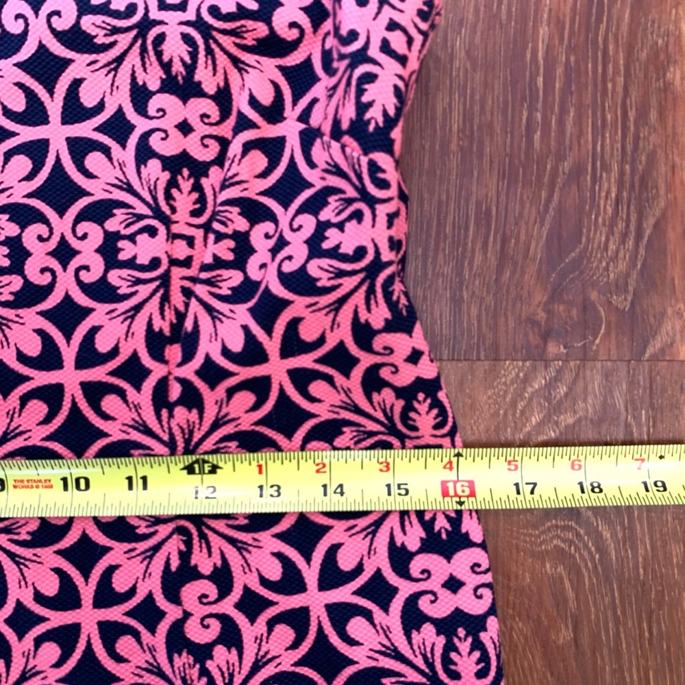 Talbots Textured Sheath Dress Womens 4 Coral/Navy EUC Sleeveless Mini - Picture 10 of 12